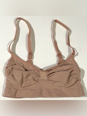 NEW, SKIMS Sculpting Bralette Seamless Ruched Adjustable Straps CLAY Size L/XL